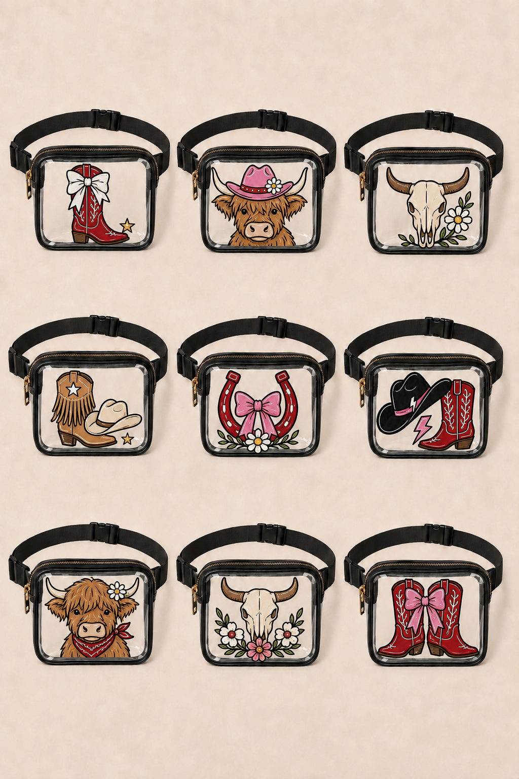 Custom Design Hand-Painted Clear Stadium Bags