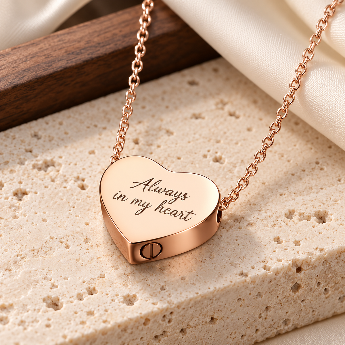 Solid Heart Urn Memorial Necklace
