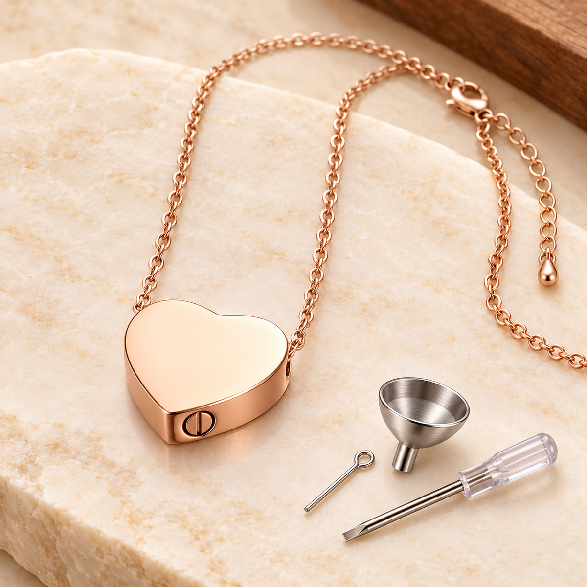 Solid Heart Urn Memorial Necklace