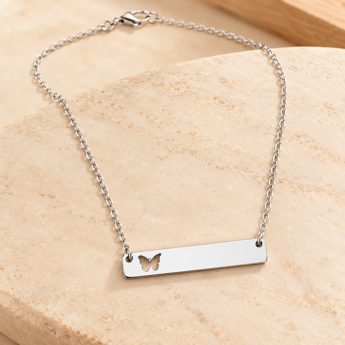 Butterfly Cutout Horizontal Bar Necklace