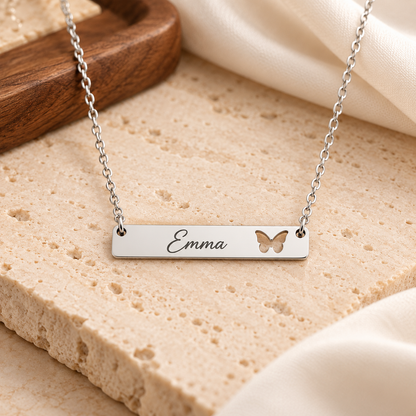 Butterfly Cutout Horizontal Bar Necklace
